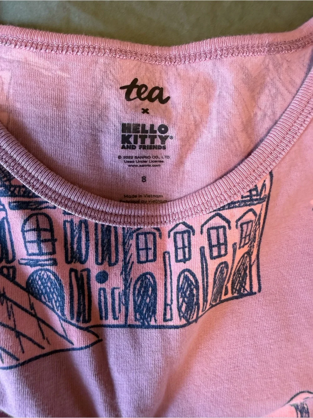Tea Collection Sanrio Pink Paris Icon Print Long Sleeve Dress 8